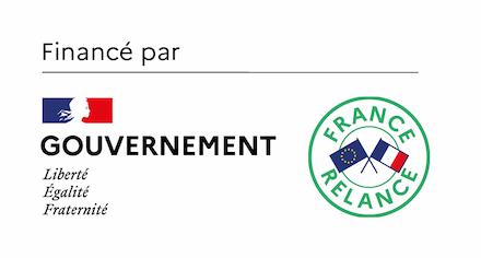 Logo France Relance et Gouvernement Français. Texte : 'Financé par le Gouvernement - Liberté, Égalité, Fraternité' accompagné des drapeaux français et européen.