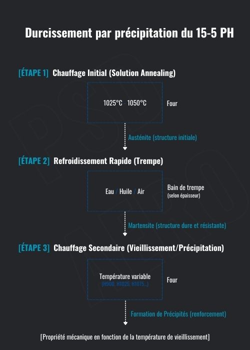 Les étapes à suivre pour le durcissement par précipitation du 15-5PH et de tout acier inoxydable en général